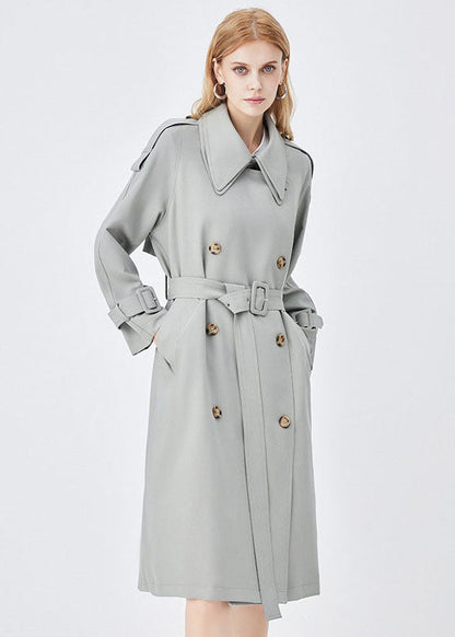 Apricot Double-layer Collar Double Breast Cotton Cinch Trench Spring