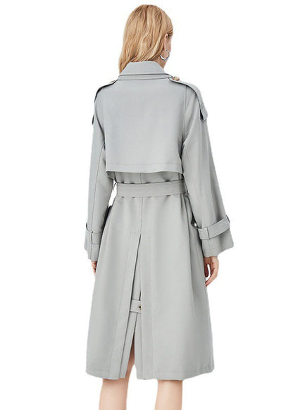 Apricot Double-layer Collar Double Breast Cotton Cinch Trench Spring
