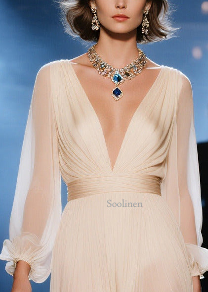 Apricot Exra Large Hem Sheer Tulle Dinner Dress Summer