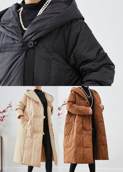 Apricot Hooded Patchwork Duck Down Canada Goose Jacket Winter