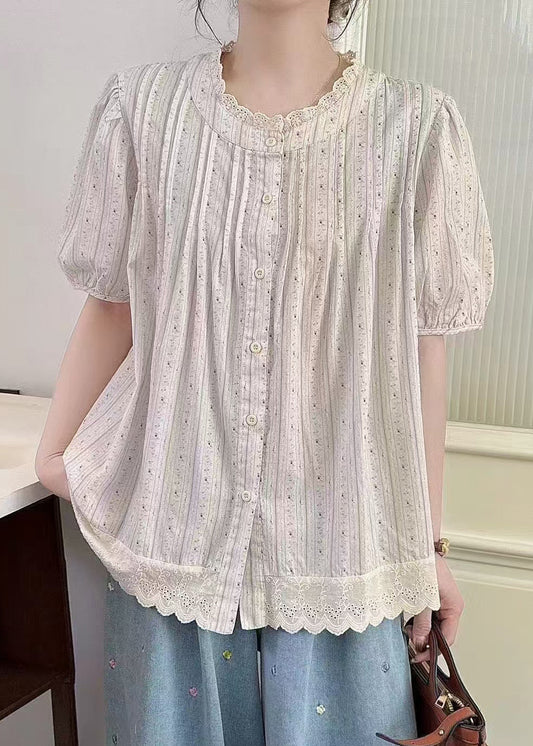 Apricot Oversized Patchwork Cotton Top Summer
