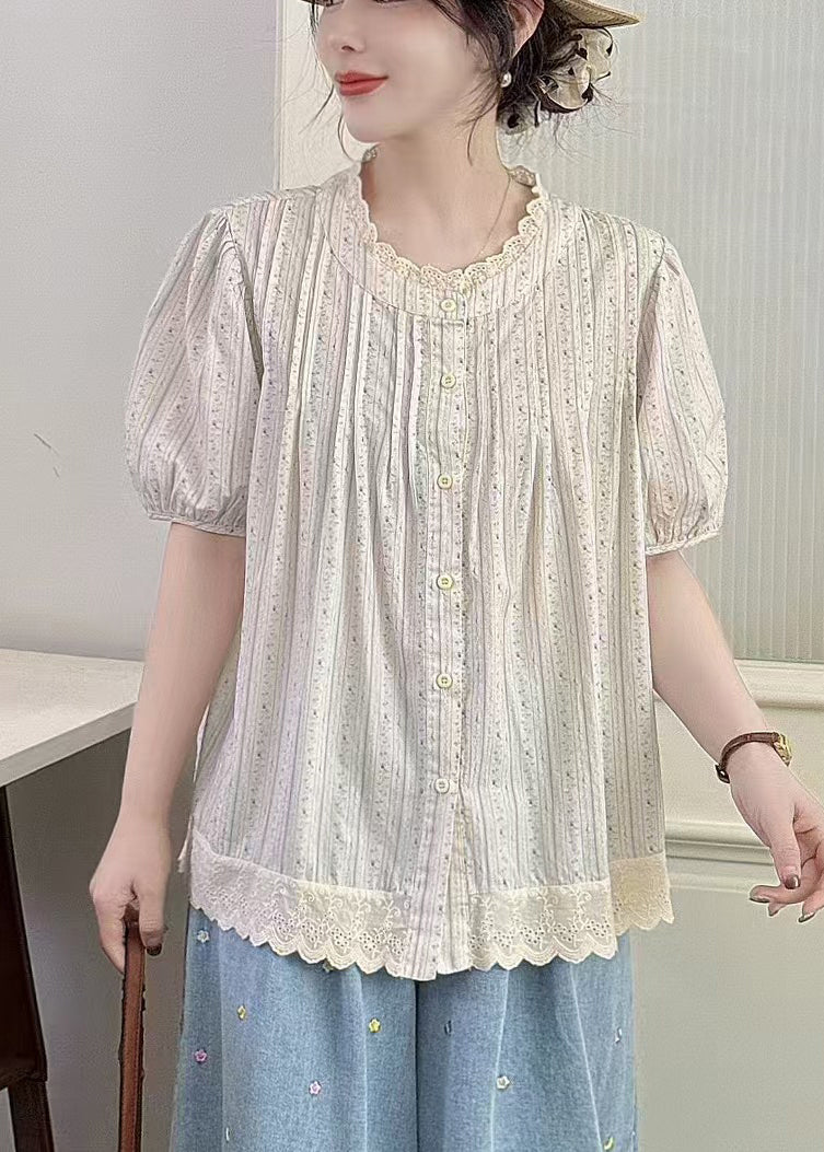 Apricot Oversized Patchwork Cotton Top Summer