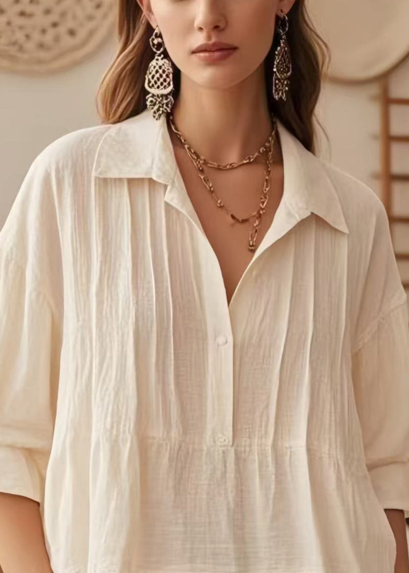 Apricot Oversized Patchwork Lace Blouse Top Half Sleeve