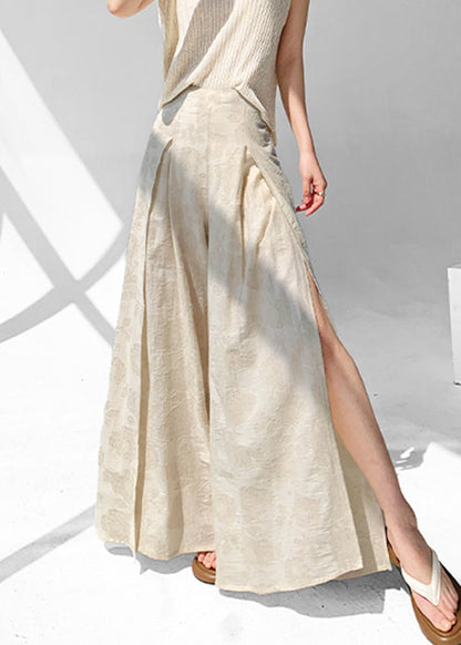 Apricot Zippered Side Open Cotton Pants Skirt Summer