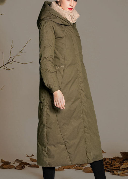 Army Green Pockets Warm Wear on Both Sides Winter Duck Down Coat