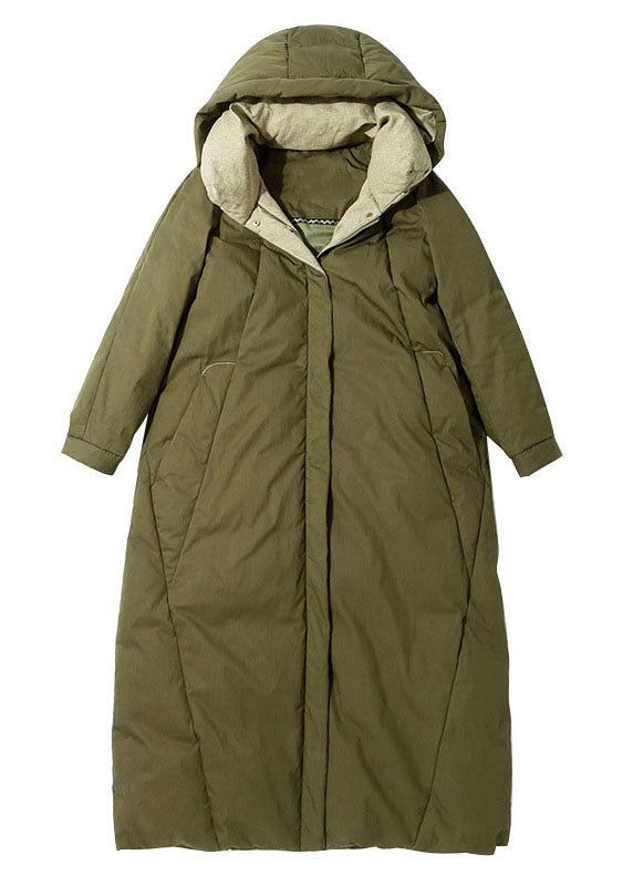 Army Green Pockets Warm Wear on Both Sides Winter Duck Down Coat