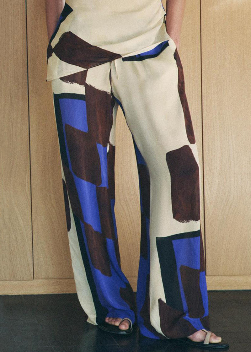 Backless Print Tops and Pants Cotton Two Pieces Set Sleeveless