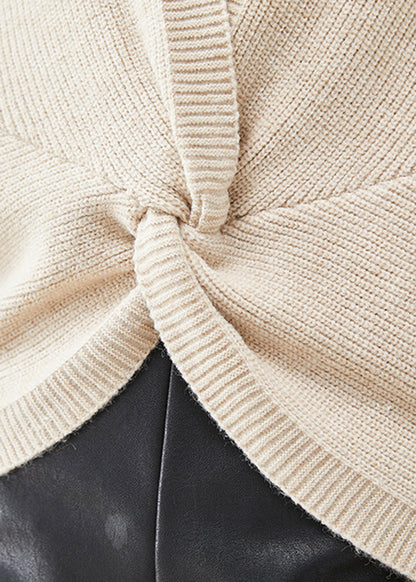 Beige Asymmetrical Oversized Knit Vest Fall