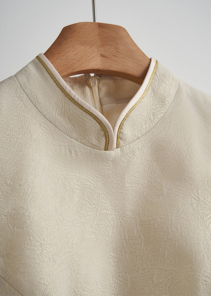 Beige Chinese Button Hollow Out Oriental Vests Spring