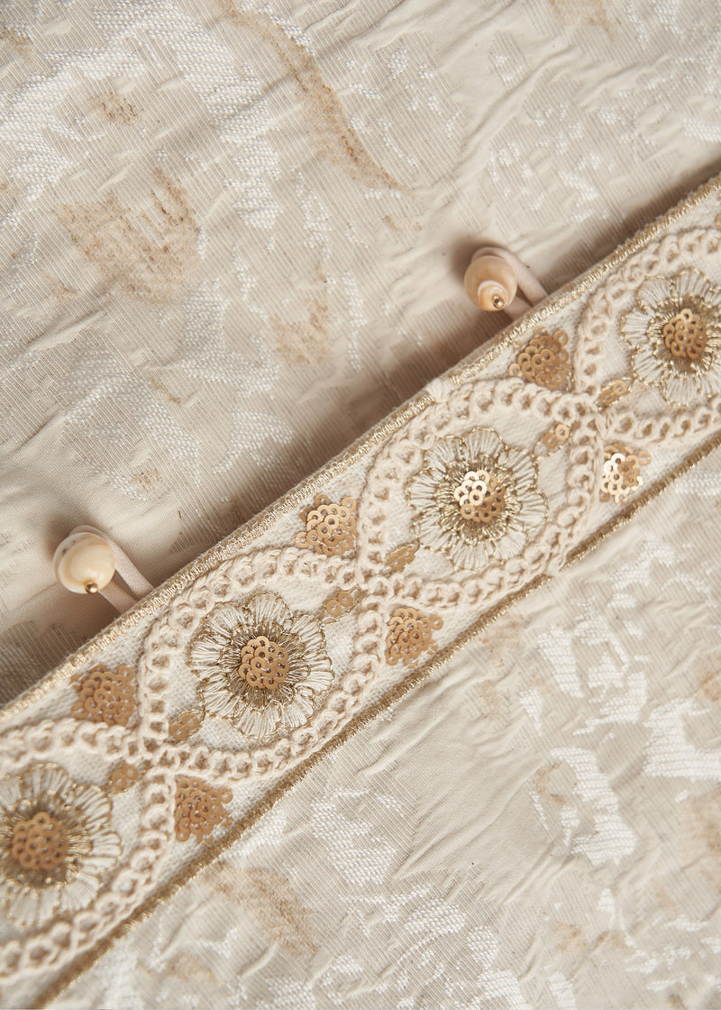 Beige Oversized Jacquard Cotton Coats Spring