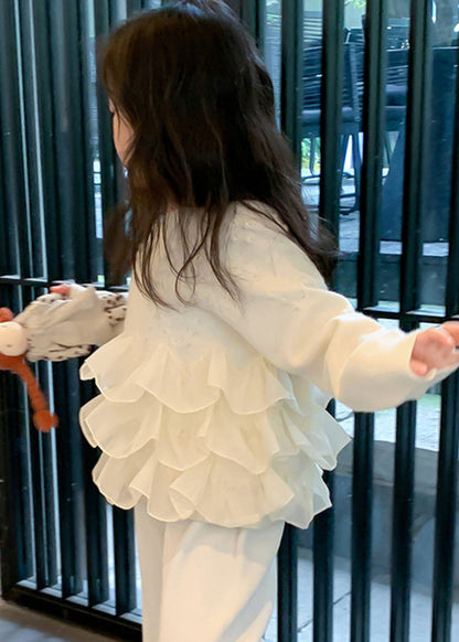 Beige Patchwork Cotton Knit Kids Sweaters Spring