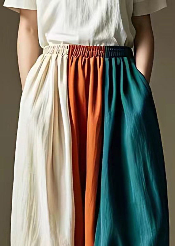 Beige Patchwork Drawstring Lante Pants Summer