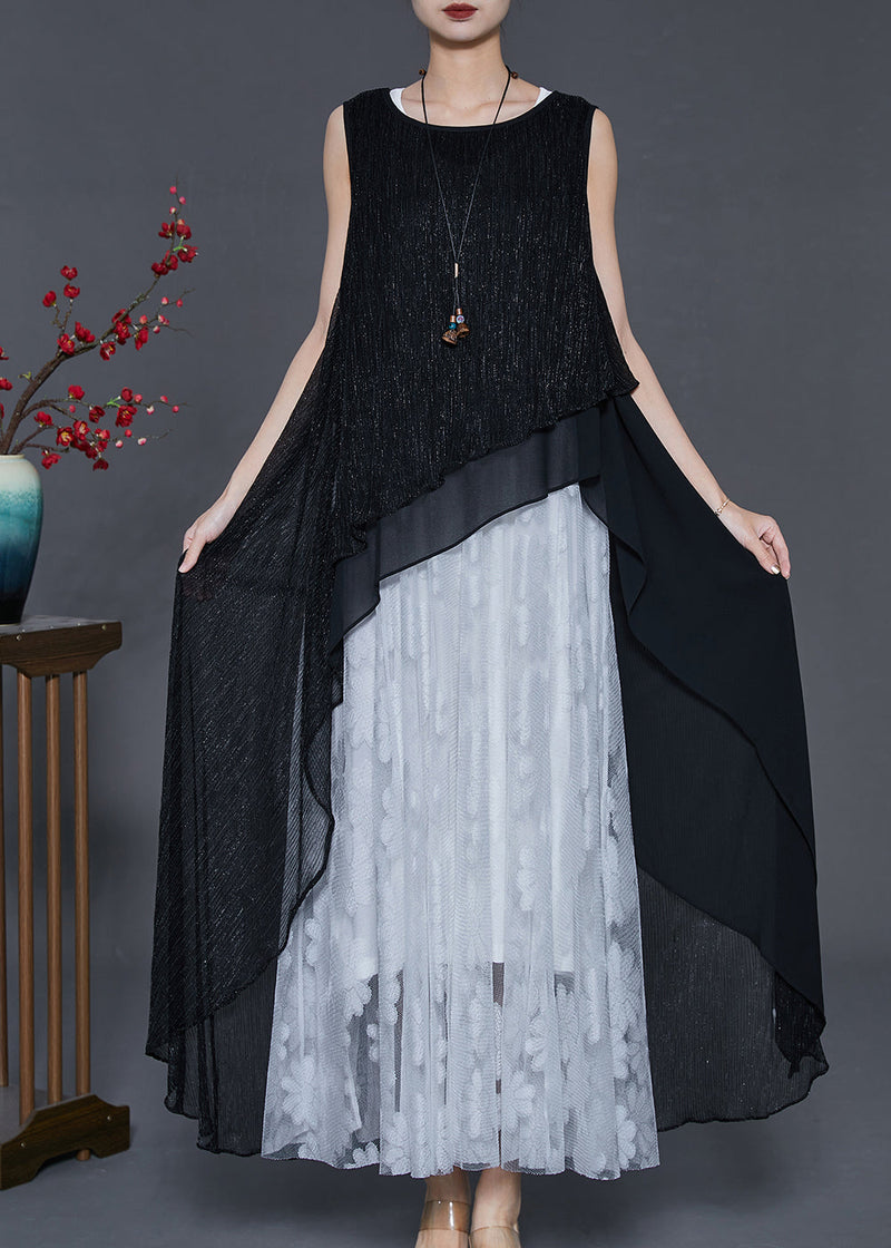 Black Asymmetrical Layered Tulle Holiday Dress Summer