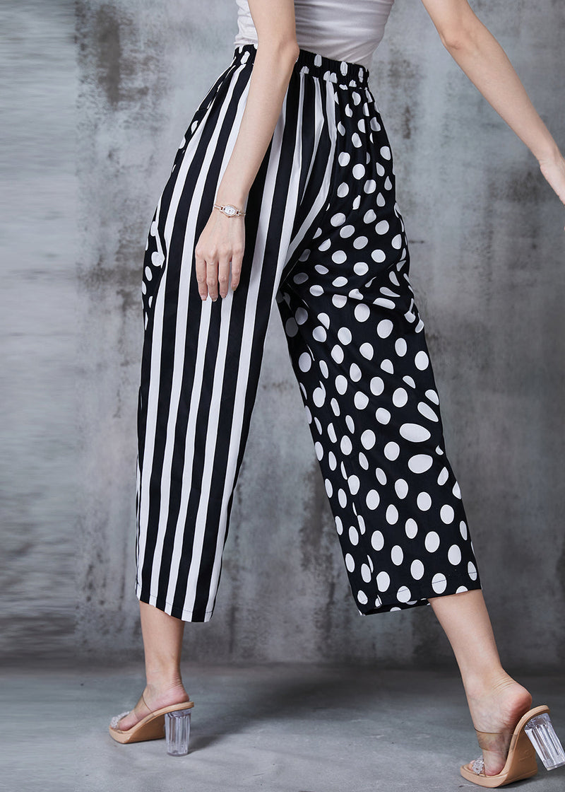 Black Asymmetrical Patchwork Cotton Harem Pants Summer
