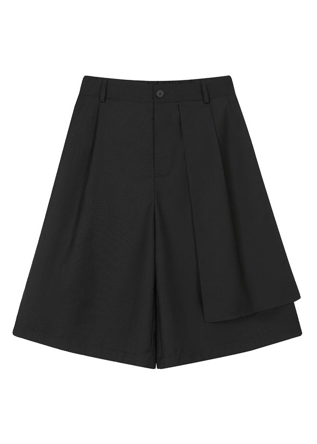 Black Asymmetrical Pockets Patchwork High Waist Pants
