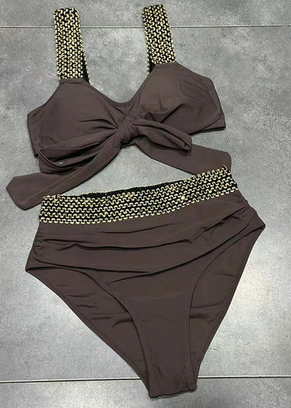 Black Bow Sequins Chain Linked Patchwork Lingerie Set