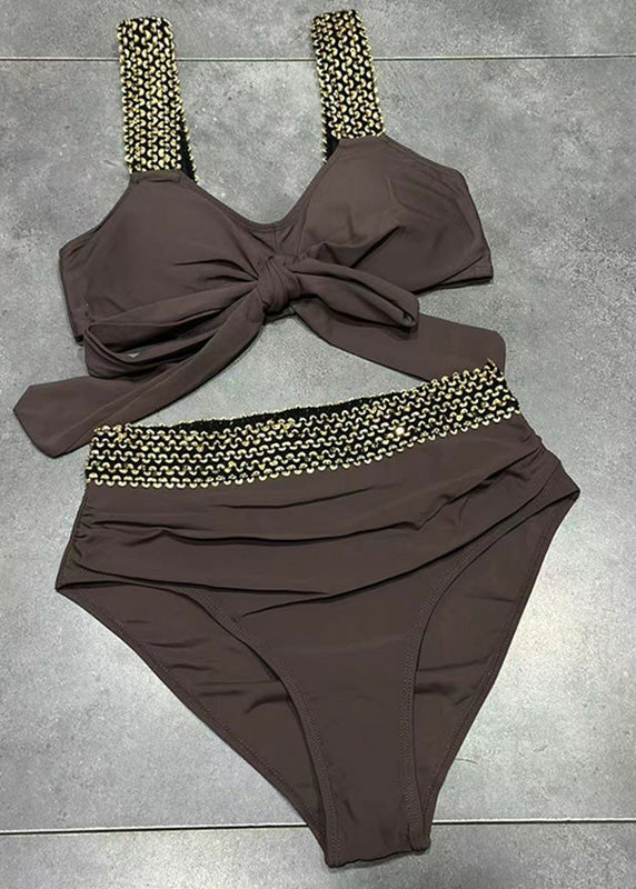 Black Bow Sequins Chain Linked Patchwork Lingerie Set