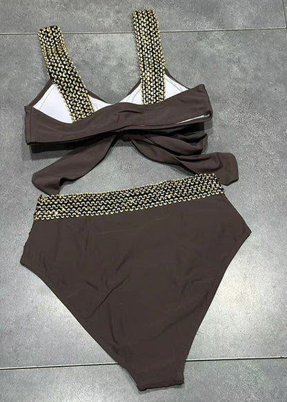Black Bow Sequins Chain Linked Patchwork Lingerie Set