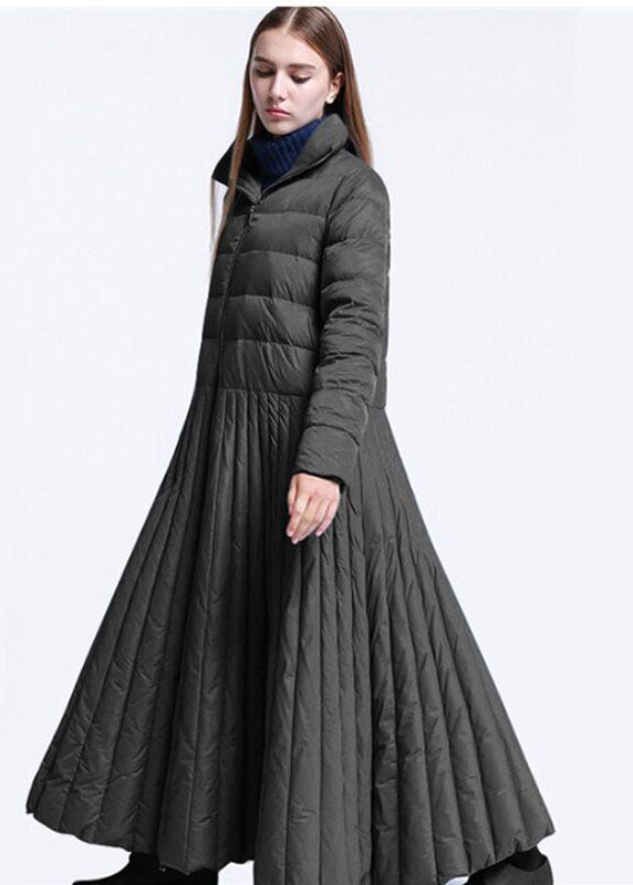 Black Pockets Circle Winter Duck Down Coat