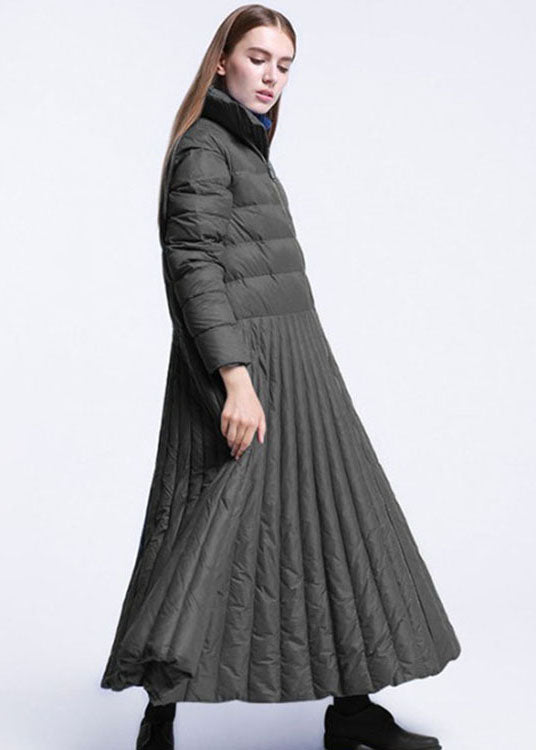 Black Pockets Circle Winter Duck Down Coat