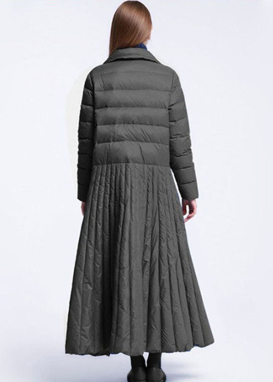 Black Pockets Circle Winter Duck Down Coat