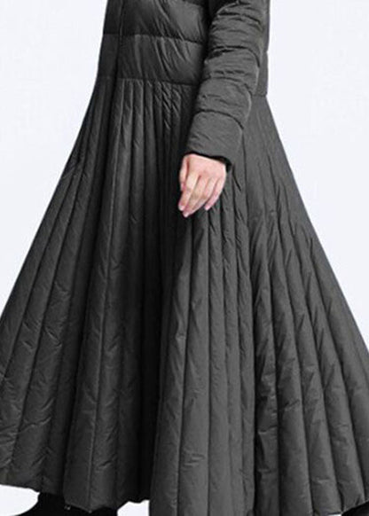 Black Pockets Circle Winter Duck Down Coat