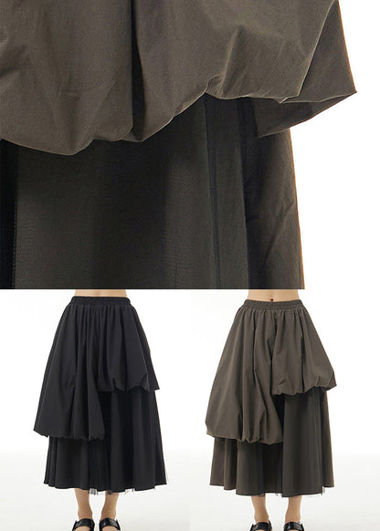 Black Elastic Waist Asymmetrical Design Cotton Skirt Summer