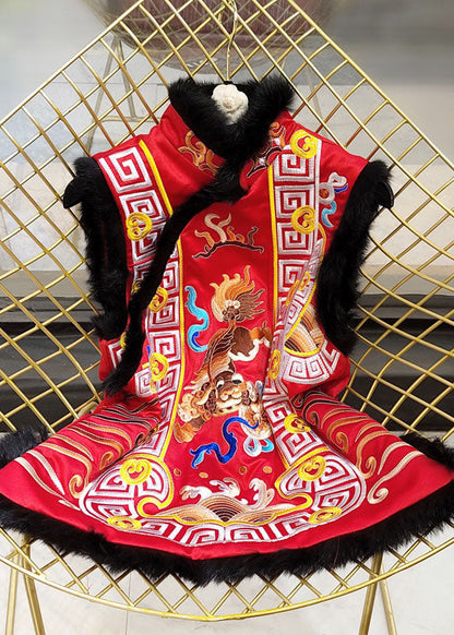 Black Embroideried Fine Cotton Filled Winter Vest