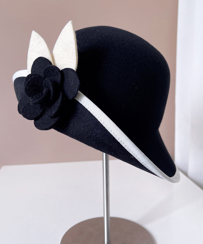 Black Cozy Woolen Bucket Hat