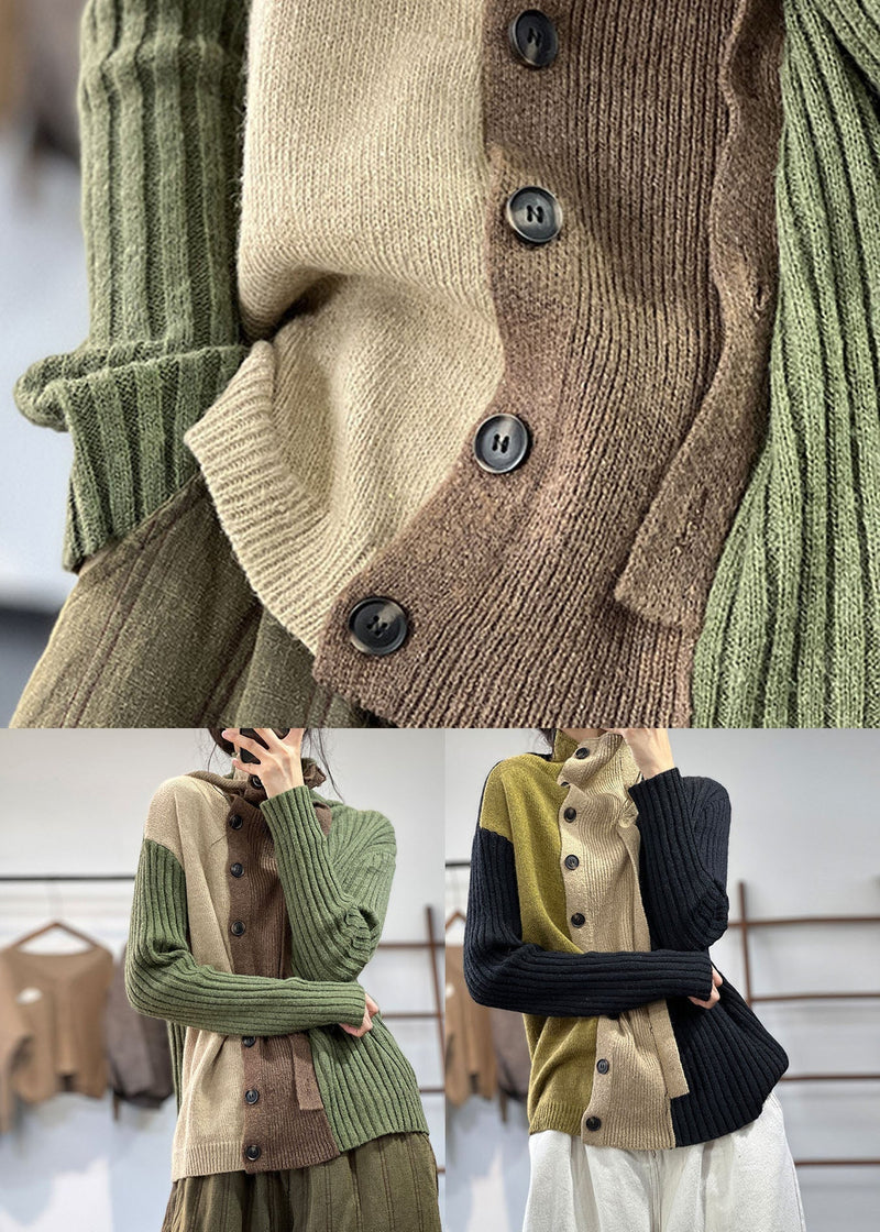 Black High Neck Asymmetrical Design Knit Sweater Tops Winter