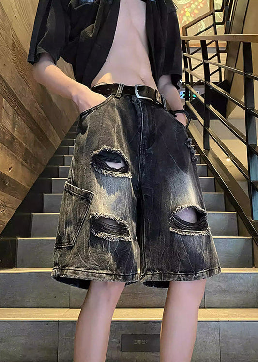 Black Hole High Waist Denim Shorts Summer