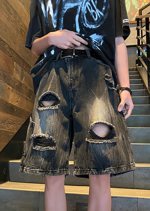 Black Hole High Waist Denim Shorts Summer