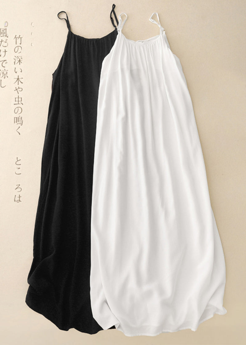 Black Oversized Chiffon Spaghetti Strap Dress Summer