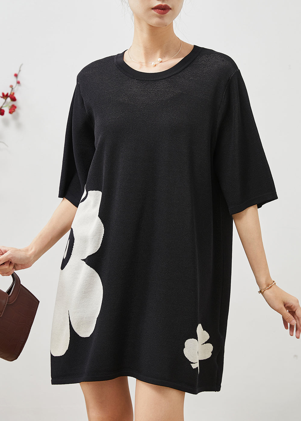 Black Oversized Cotton Mini Dress Summer