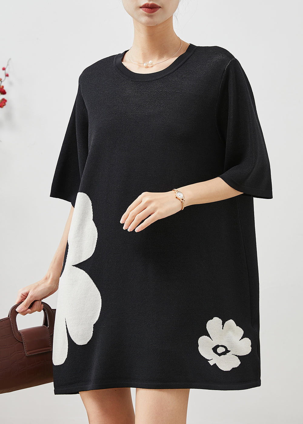 Black Oversized Cotton Mini Dress Summer