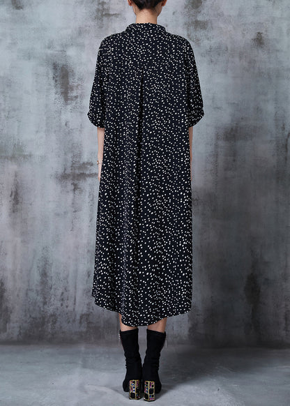 Black Oversized Print Chiffon Vacation Dresses Summer