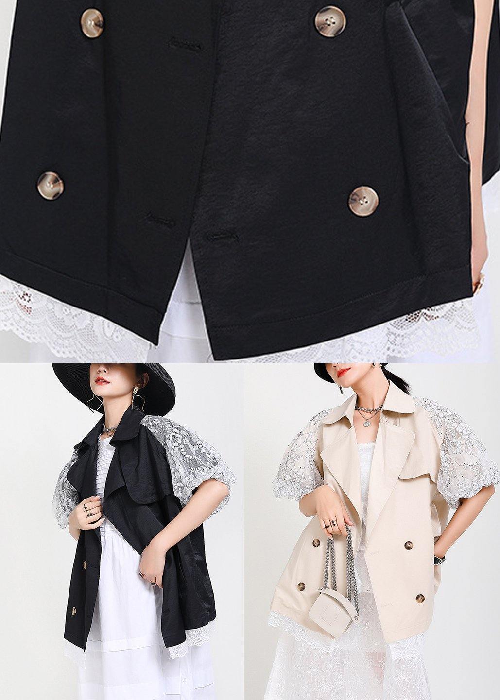 Black Patchwork Lace Button Jacket Summer
