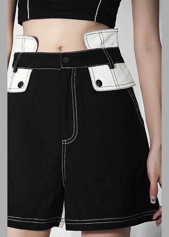 Black Patchwork Pocket Shot Denim Pants