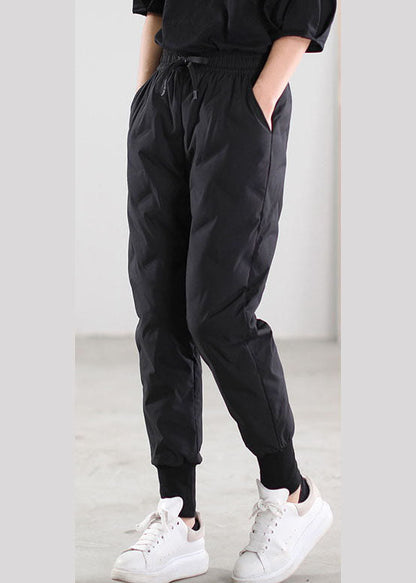Black Pockets Duck Down Pants Trousers Winter