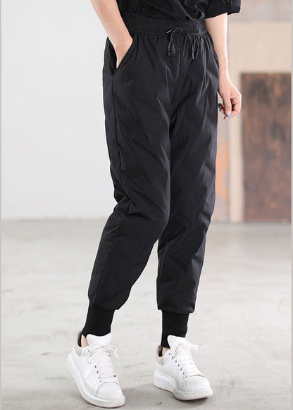 Black Pockets Duck Down Pants Trousers Winter
