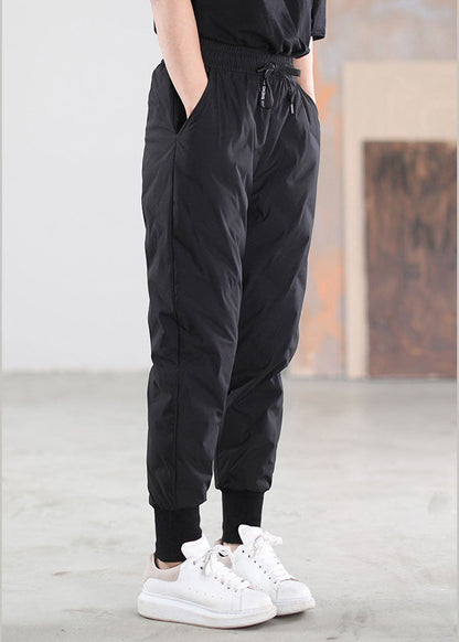 Black Pockets Duck Down Pants Trousers Winter