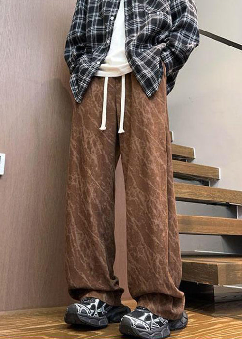 Black Pockets Lace Up Corduroy Pants Spring