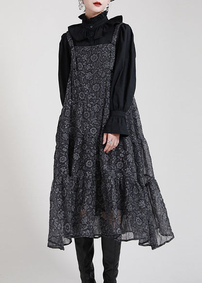 Black Print Patchwork Circle Fall Dress
