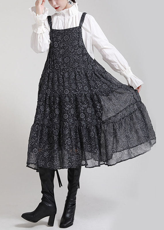 Black Print Patchwork Circle Fall Dress