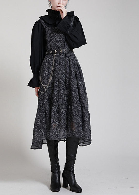 Black Print Patchwork Circle Fall Dress