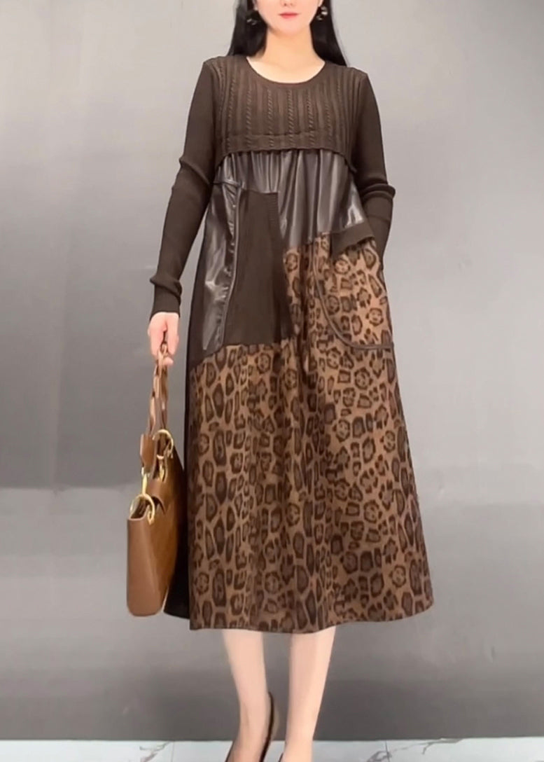 Black Print Patchwork Wrinkled Maxi Dress Spring