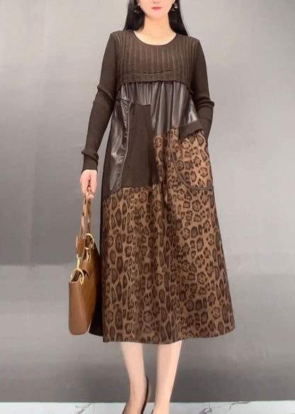 Black Print Patchwork Wrinkled Maxi Dress Spring