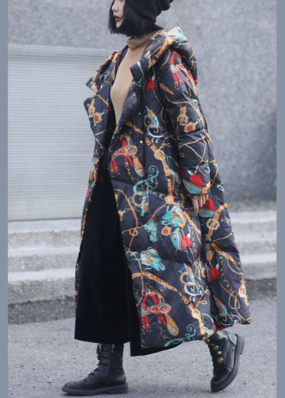 Black Hooded Pockets Winter Duck Down Coats