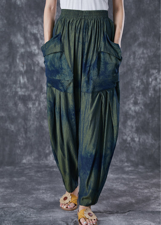 Blackish Green Oversized Tie Dye Pants Summer