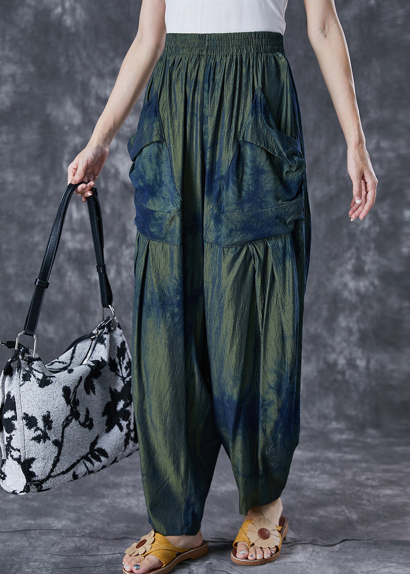 Blackish Green Oversized Tie Dye Pants Summer